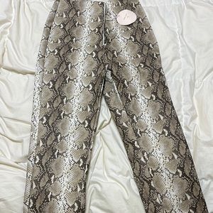 Leather rattlesnake print pants
